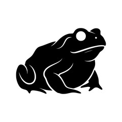 Poster - Minimalist vector graphic of a toad silhouette. Black amphibian frog illustration isolated on white background, silhouette