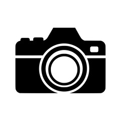 Poster - Monochrome vector icon of a DSLR camera silhouette. Isolated graphic for photography and media projects., silhouette