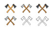 © Lyman - Crossed axes icon set featuring various styles for design projects