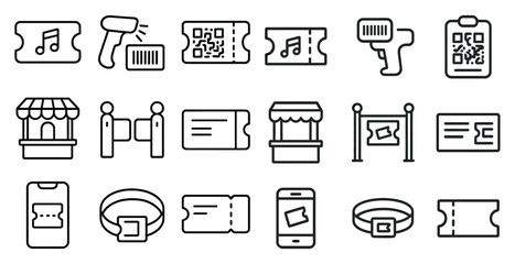 Fototapete - Set of icons for tickets, tickets, and tickets. The icons are all in black and white