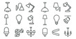 © VideoHub - Set of light fixtures, including lamps, are shown in a grid. The light fixtures are arranged in a variety of sizes and shapes, and they are all connected to a central theme of illumination
