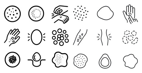 Fototapete - Series of images of various skin conditions, including acne, rashes, and bumps. The images are all in black and white and are arranged in a grid