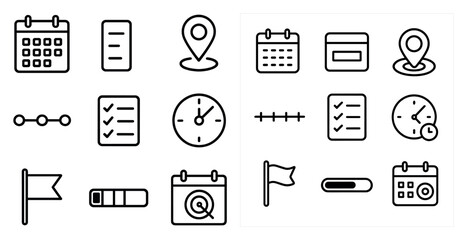 Fototapete - Collection of icons for a calendar app. The icons include a calendar, a clock, a check mark, a check box, a check mark, a check box, a check mark, a check box, a check mark, a check box