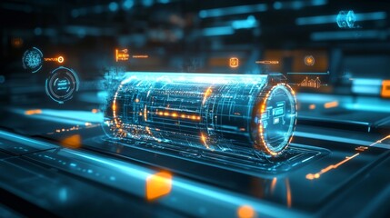 Poster - Electrifying exhibition of innovative ev battery technology in a futuristic environment