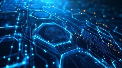 Poster - Illuminating technology showcase digital space hexagon pattern design futuristic environment close-up view high-tech aesthetic
