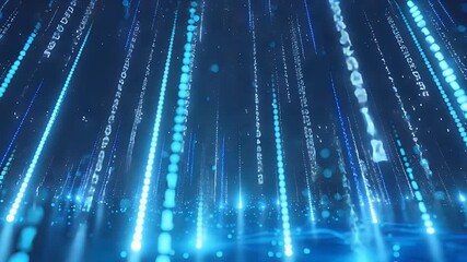 Poster - A captivating display of dynamic blue light particles flowing and shimmering in a futuristic digital environment.
