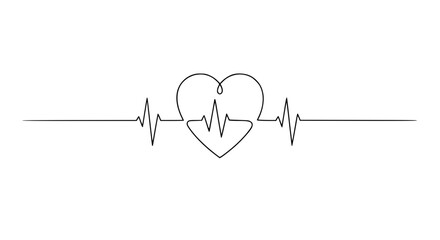 Poster - Heartbeat line in single line outline vector design for peace day  