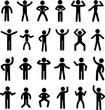 © craft_art - Stick figures in various poses show human actions and body language icons