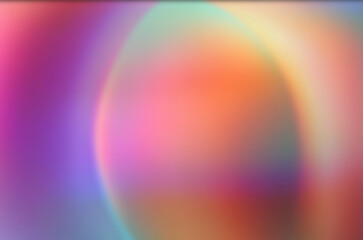 Aufkleber - Modern holographic abstract illustration in minimalism style, with soft blurred shapes and gradients of pink, orange, blue, and aqua. Iridescent, glossy, light-reflective holographic effect.