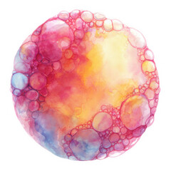Poster - Bright and colorful abstract watercolor artwork featuring bubbles and vibrant hues