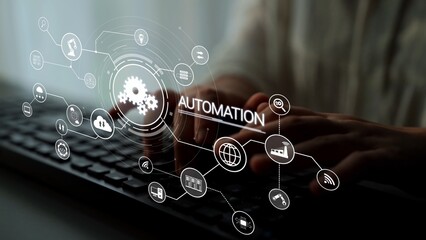 Poster - Modern automation drives workflow efficiency by connecting systems, people, and data. With intelligent automation, businesses unlock potential through seamless integration and automation tools. Muxer