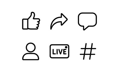 Poster - Modern social media icons set with popular symbols and simple line art style