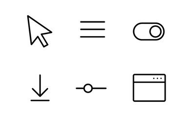 Poster - Minimalist user interface icons with cursor, slider, toggle, and menu elements