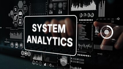 Poster - System Analytics Dashboard with Data Visualization, Trends, and Analytics Metrics in Technology and Business Environment. Asymptotic smart data analytic.
