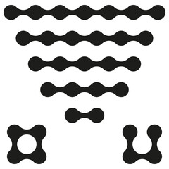 Poster - Connected shape set. Abstract link Vector. Organic molecule pattern. Black white illustration.