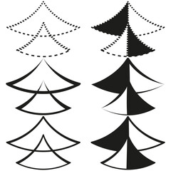 Poster - Tree like shapes. Abstract pine forms. Geometric forest elements. Vector graphic symbols.