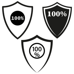 Poster - Security shield icons. Protection emblem set. Assurance percentage Vector. Trust symbol collection