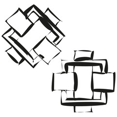 Poster - Abstract geometric forms. Overlapping shape Vector. Fragmented modern element. Dynamic graphic illustration.