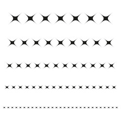 Poster - Star divider pattern. Dotted line Vector. Horizontal element set. Minimalist border design.