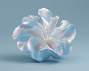 Aufkleber - Abstract wavy shape with fine lines and light blue and white colors on a light blue background