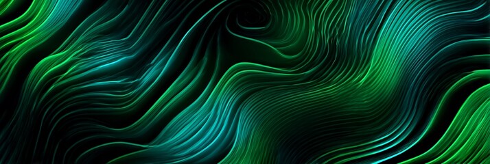 Aufkleber - Abstract green and teal wavy lines creating a flowing and layered background texture design element