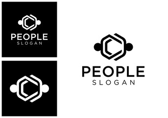 Leinwandbilder - vector icon logo modern geometric people working together