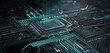 © Ahsan - A close up view of a computer chip with glowing turquoise lines and a central processing unit element