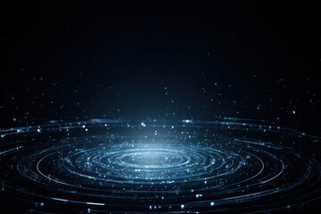 Poster - Abstract technology circle circuit background portrays a digital landscape filled with luminous patterns and swirling light effects emphasizing innovation and modernity