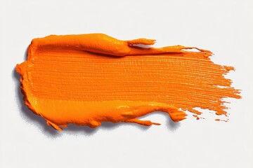Poster - Dynamic orange paint stroke with a gradient texture showcasing vibrancy and artistic expression on a neutral background
