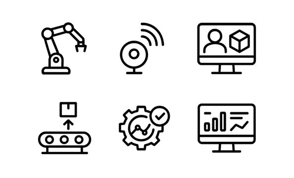 Technology icons set on futuristic dark background