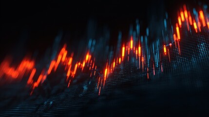 Poster - Creative glowing dark forex chart background. Trade and stats concept. 3D Rendering, no logos, no brands
