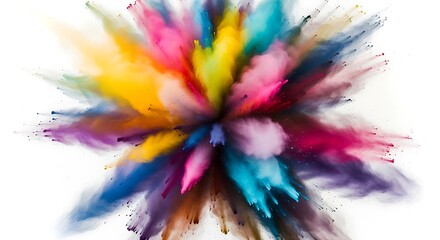 Poster - An explosion of vibrant colors radiating outwards against a white background, creating a dynamic and abstract visual effect.