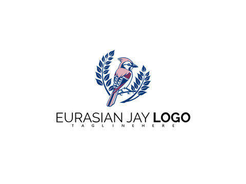 Elegant Eurasian Jay Logo Design with Blue Bird Vector Emblem. Perfect for Nature-Focused Products, Forest Gear, Birdwatching Clubs, and Wildlife Foundation Identity Branding.

