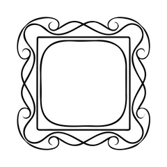 Poster - Frame with decorative swirls rounded inner shape on a border