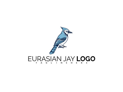 Minimalist Eurasian Jay Logo Design in Blue Vector Format. Ideal for Forest Adventure Stores, Bird Mascot Packaging, Nature Merchandise Identity, and Ornithology Product Logos.

