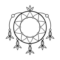 Poster - Circular graphic with decorative floral elements hanging teardrop shapes circle ornament