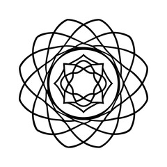 Poster - Geometric design with layered curved lines a central star-like shape on curves abstract