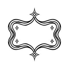 Poster - Decorative frame with star accents curved lines on a border decoration