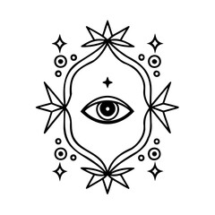 Poster - Eye symbol with stars geometric shapes on vector