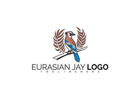 Sophisticated Eurasian Jay Logo Design with Stylish Vector Bird. Ideal for Nature Product Packaging, Wildlife Merchandise, Bird Mascot Branding, and Forest-Themed Creative Identity.

