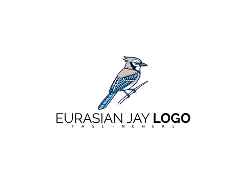 Stylish Eurasian Jay Logo Design in Bold Vector Format. Perfect for Wildlife Merchandise, Outdoor Gear Packaging, Bird Symbol Logos, and Elegant Forest-Themed Brand Identity.

