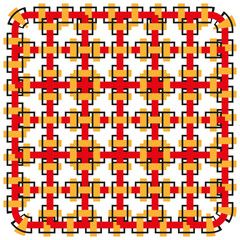 Poster - Geometric square pattern. Red yellow elements. Abstract Vector background. Repeating tile graphic