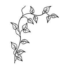 Poster - A stylized vine with leaves growing from the corner foliage plant