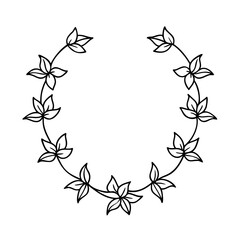 Poster - Floral wreath with leaves flowers on a outline