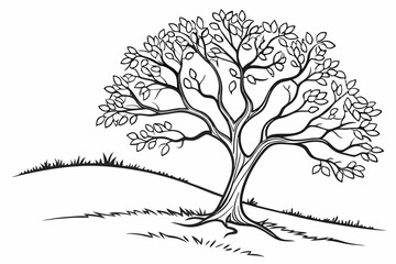 Poster - Artistic black and white tree silhouette on white backdrop depicting a nature scene suitable for multiple design applications