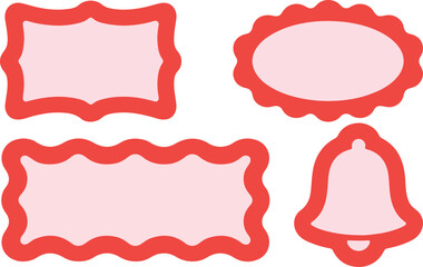 Poster - Four decorative red and pink frames and a bell shape isolated on transparent background