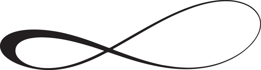 Poster - Elegant black infinity symbol with a smooth flowing curve isolated on transparent background