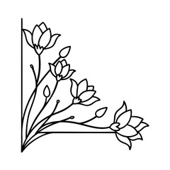 Poster - Floral corner design with stylized flowers buds on a vector