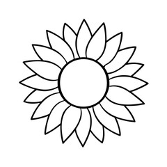 Poster - Sunflower with petals a circular center on a outline graphic