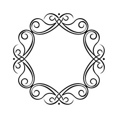 Poster - Decorative frame with swirling lines ornate details on a border ornament